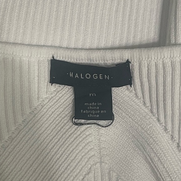 HALOGEN Traveling Rib Sweater Tank White Thick Strap Ribbed Knit Darting Medium - Picture 3 of 10